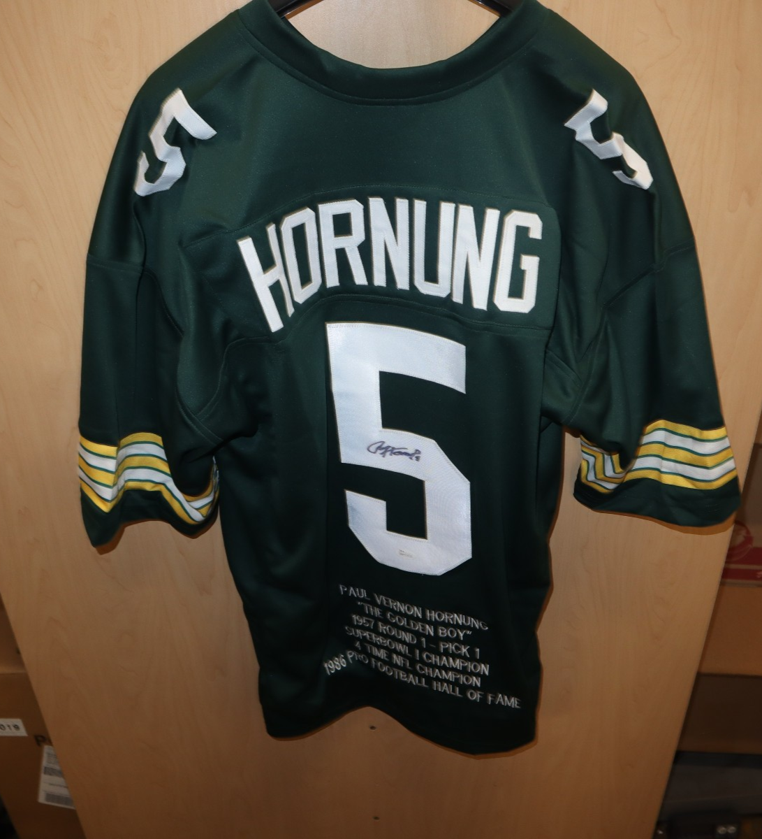 Paul Hornung Autographed Signed Green Bay Packers Stat Jersey JSA COA - 75986 
