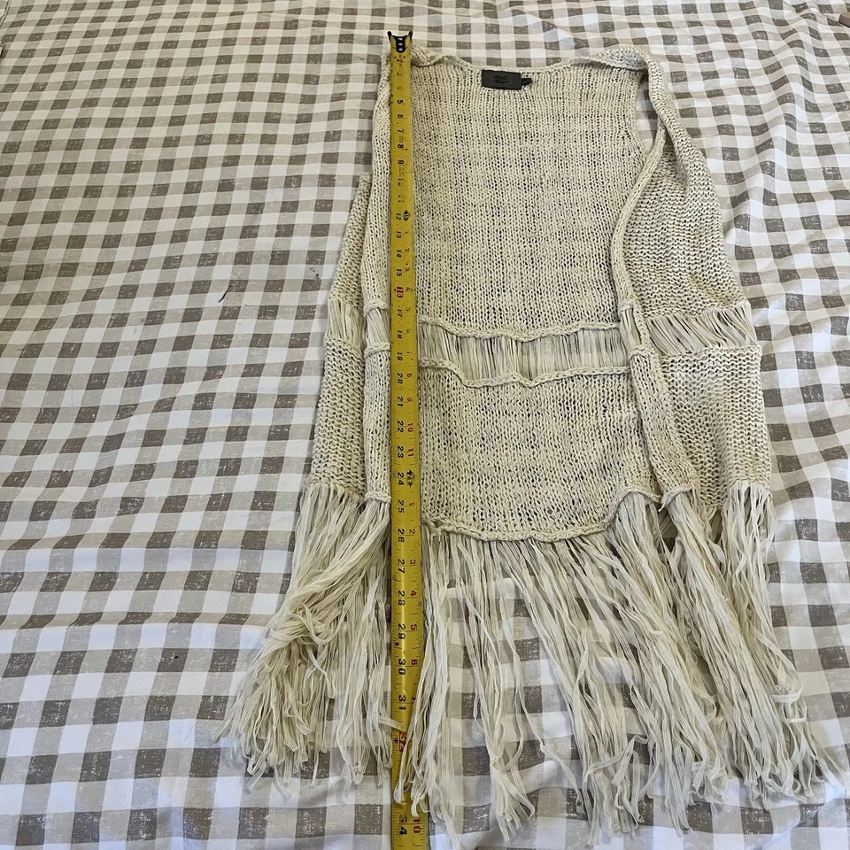 Cárdigan Boho Western Festival Sweet & Pecaminoso Mujer M Crema Tanque Crochet Flecos Foto 4 de 4