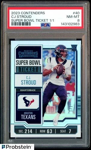 2023 Contenders Super Bowl Ticket #40 CJ Stroud RC Rookie 1/1 PSA 8 ONE OF ONE