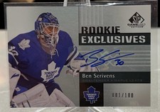 BEN SCRIVENS 2011-12 Upper Deck SP Game Used rookie Exclusives Autograph 001/10￼