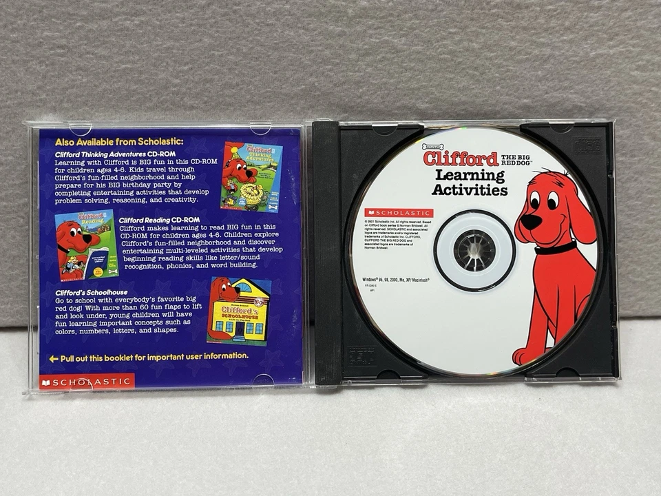 Clifford the Big Red Dog 3 PC LOT Games Ages 4–6 Reading Math Thinking Vintage - Image 4 of 4