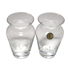Princess House Crystal Heritage 5" Glass Vase Pair USA 24% Lead