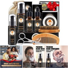 Beard Kit Men Grooming  Care Conditioner Wash Oil Balm Brush Comb