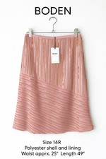 Boden Pink Sequin A-Line Skirt Size 14R Embellished Stripe Party Mini Lined NWT