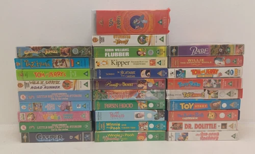 Huge Bundle Childrens Family VHS Video Tapes Kids Cartoons Movies Lot E24 O748
