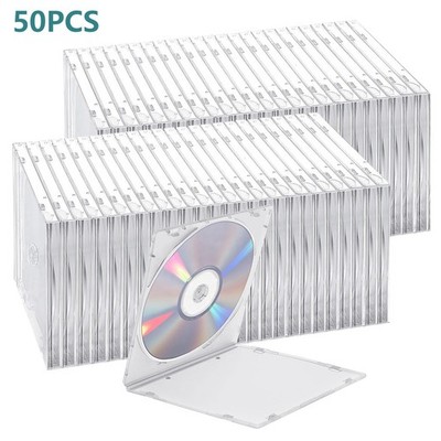 50 New Single Slim Clear CD/DVD/VCD Jewel Tray Cases Storage Boxes Holder 5.2mm