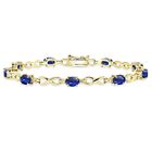 Plated 925 Silver Tennis Bracelet Oval Created Blue Sapphire Infinity Gold