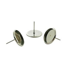 20 Stainless Steel Post Stud Earring Wire Fits 12mm Cabochon Settings Cups Beads