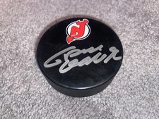 GRAEME CLARKE SIGNED AUTOGRAPHED NEW JERSEY DEVILS LOGO HOCKEY PUCK COA