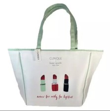 Clinique x Kate Spade Shopping Shoulder Travel Tote Large White Lipstick Bag