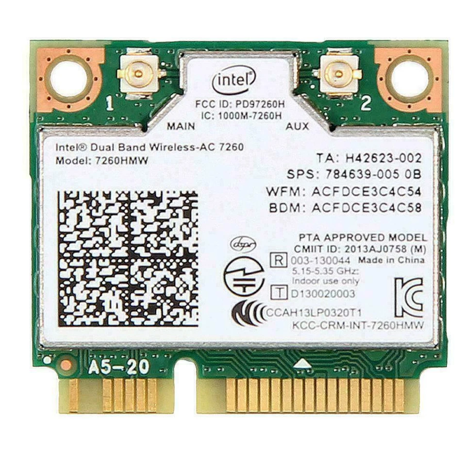 Dual Band Intel 7260 AC 7260HMW 867Mbps Wireless Wifi BT 4.0 M7W3 PCI-E C1J0 - Bild 3 von 4