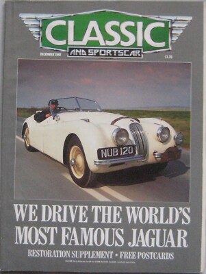 Classic & Sportscar 12/1988 featuring Jaguar XK120, MGB, Sunbeam, Pegaso, Tucker