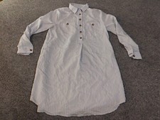 Loft dress small blue striped womens shirt button collared casual viscose