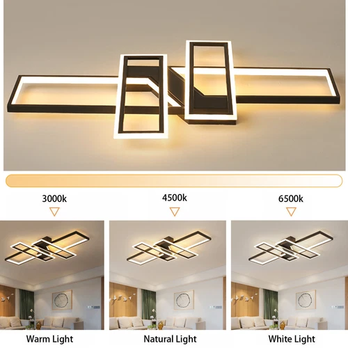 Aluminum Chandelier LED Lamp Black Frame Ceiling Light Living Room Pendant Light - Picture 7 of 16