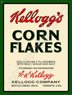 Kellogg's Corn Flakes Metal Sign 3 Sizes to Choose From