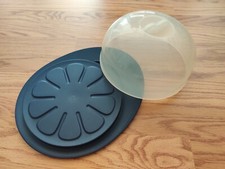 Tupperware Käseglocke, Käsebehälter, kleiner Tortenbehälter, mit Haube, blau