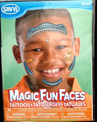 HEART/PRINCESS/SHARK/SNAKE-Kids Face Art Temporary Tattoo Costume Instant Makeup