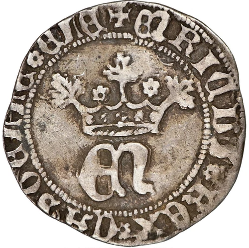 ND(1454-1474) SPAIN TOLEDO CASTILLE & LEON ENRIQUE IV SILVER 1/2 REAL NGC VF30