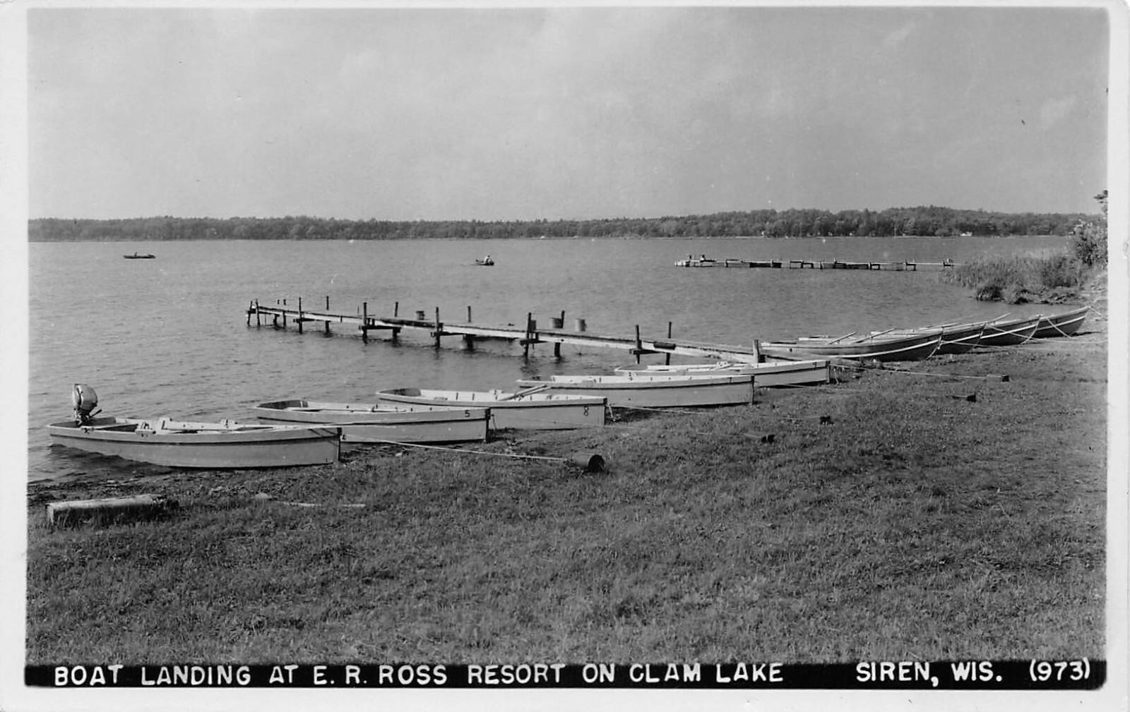 UPICK Postcard Boat Landing E R Ross Resort Clam Lake Siren Wisconsin