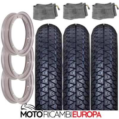 FA ITALIA KIT DA TRE RUOTE COMPLETE GOMMA-CAMERA-CERCHIO 3-50-10 PER PIAGGIO VESPA SPRINT