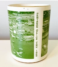 1969 Pentagon Office Park Ceramic Pencil Pen Holder Washington DC Green Vintage
