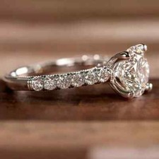 2Ct Round Cut Lab Created Diamond Solitaire Engagement Ring 14K White Gold FN