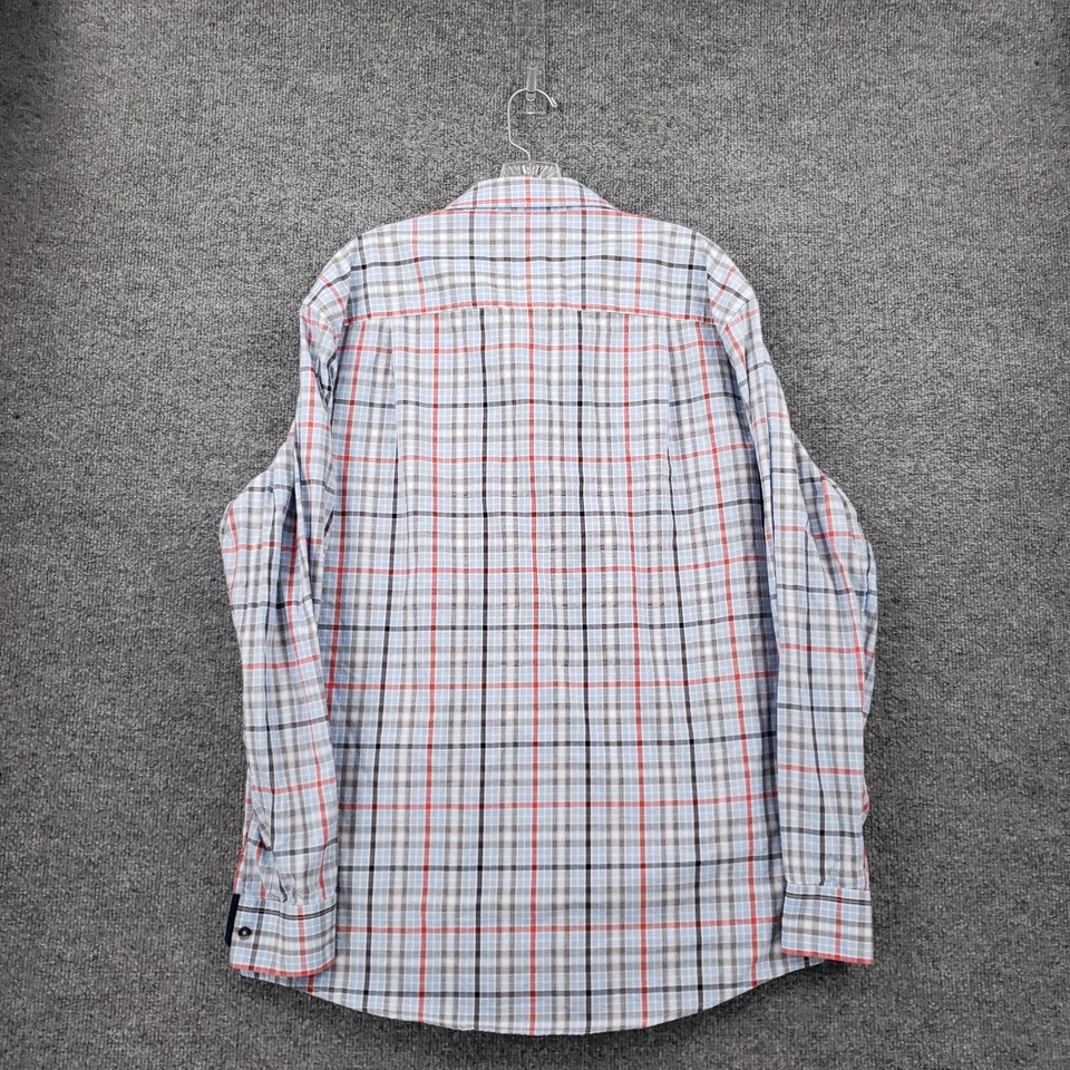 Camisa con botones Tasso Elba para hombre XL 17-17,5 azul vestido a cuadros manga larga cuello Foto 2 de 4