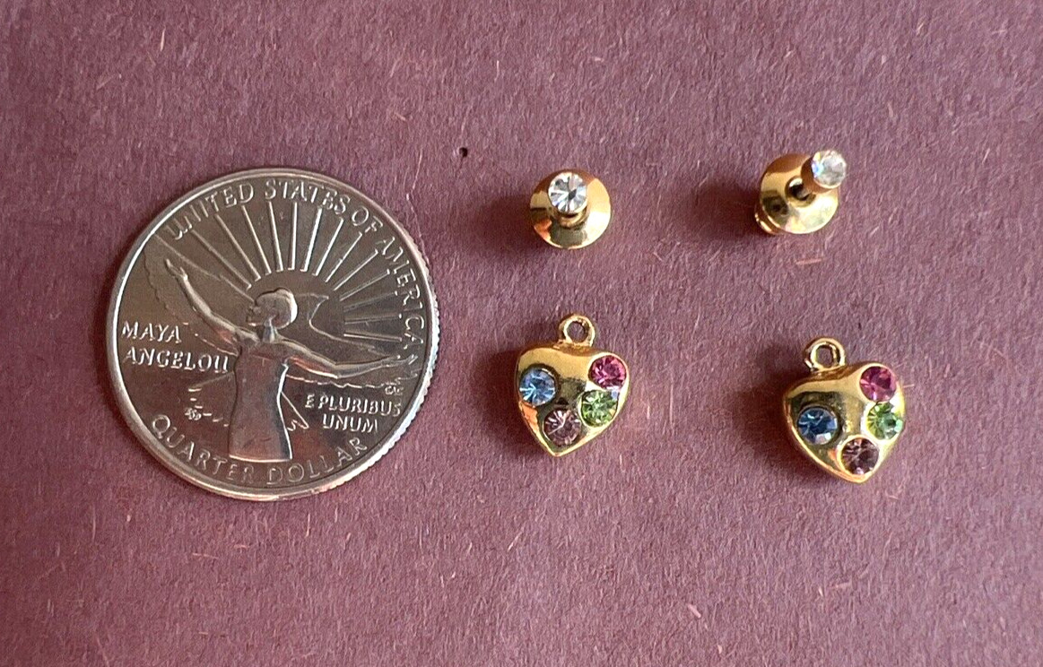 Mini Gold Tone Reversible Interchangeable Heart P… - image 3