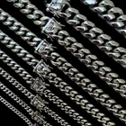 Real Solid Stainless Steel Miami Cuban Link Chain Necklace Box Clasp 4-18mm