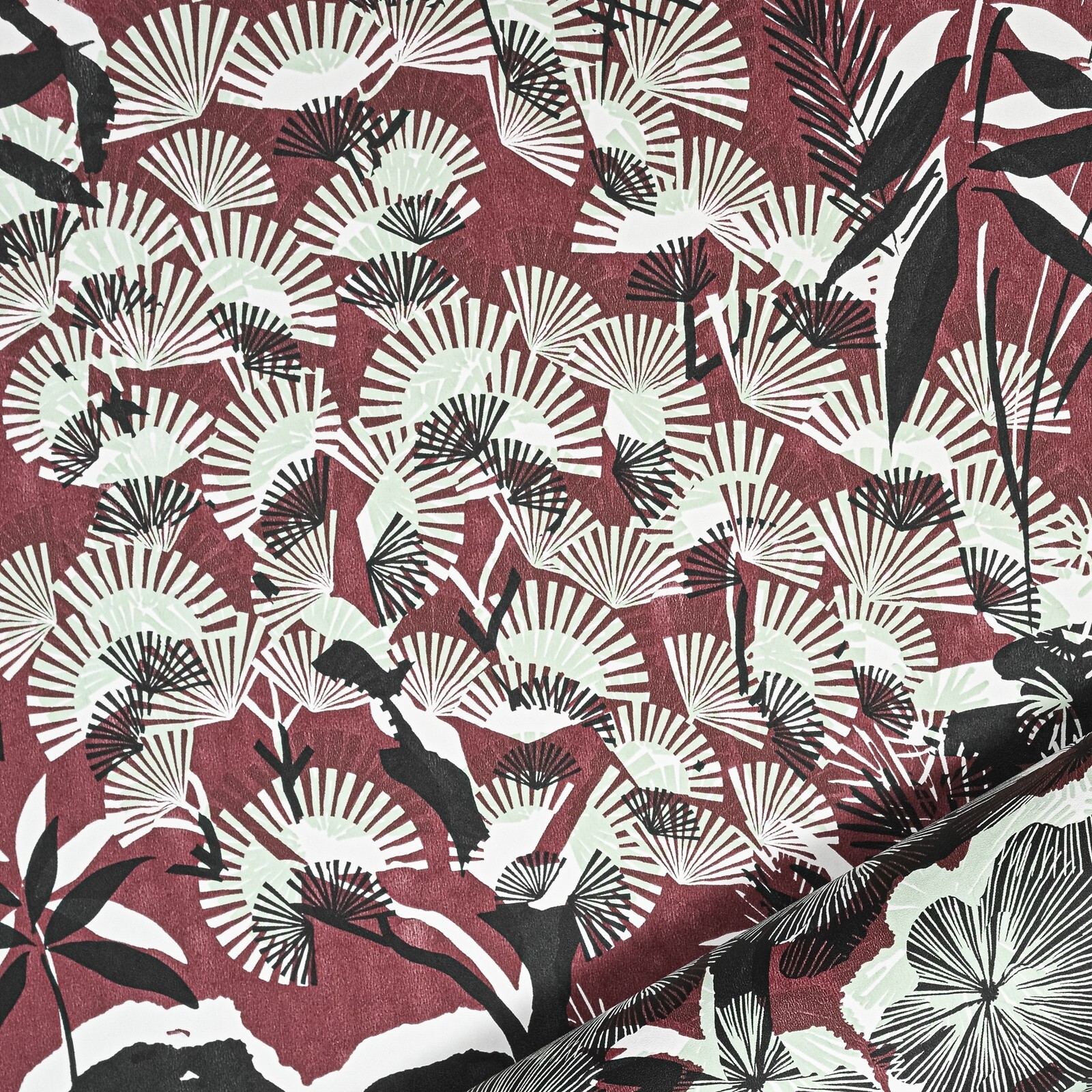 Burgundy Floral Wallpaper Flat Finish Slightly Imperfect Feature Paste The Wall