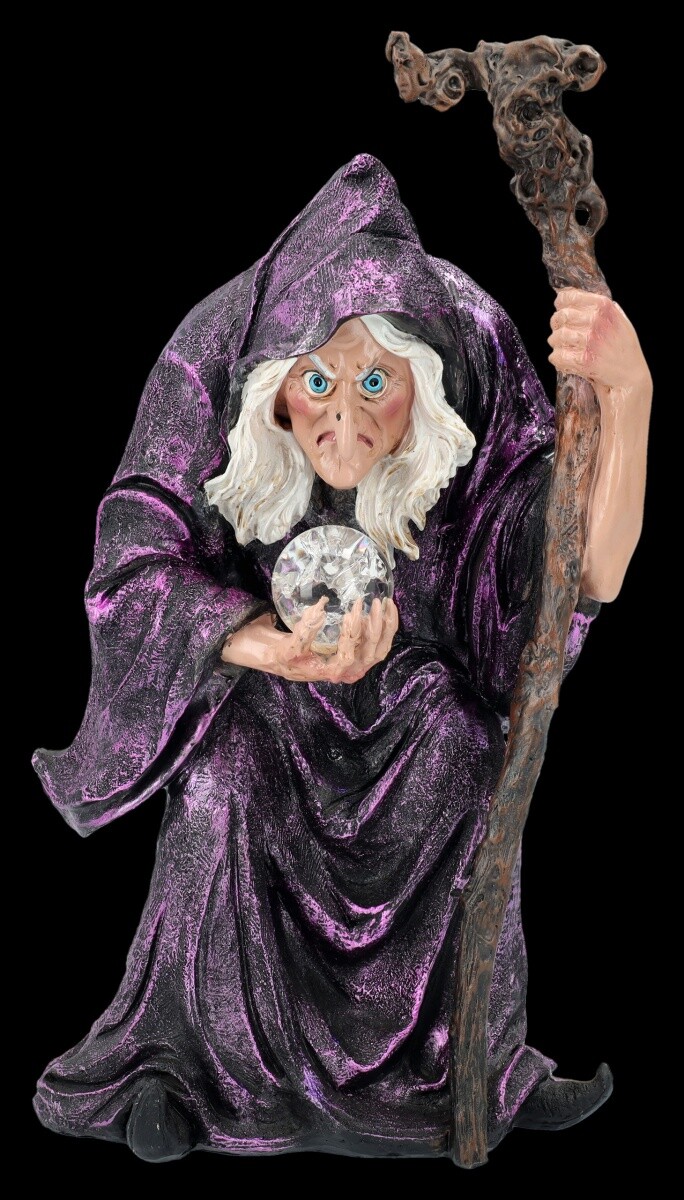 Morgathra Figura de Bruja – Mística con Bola Y Varilla 29CM Haloween Decoración