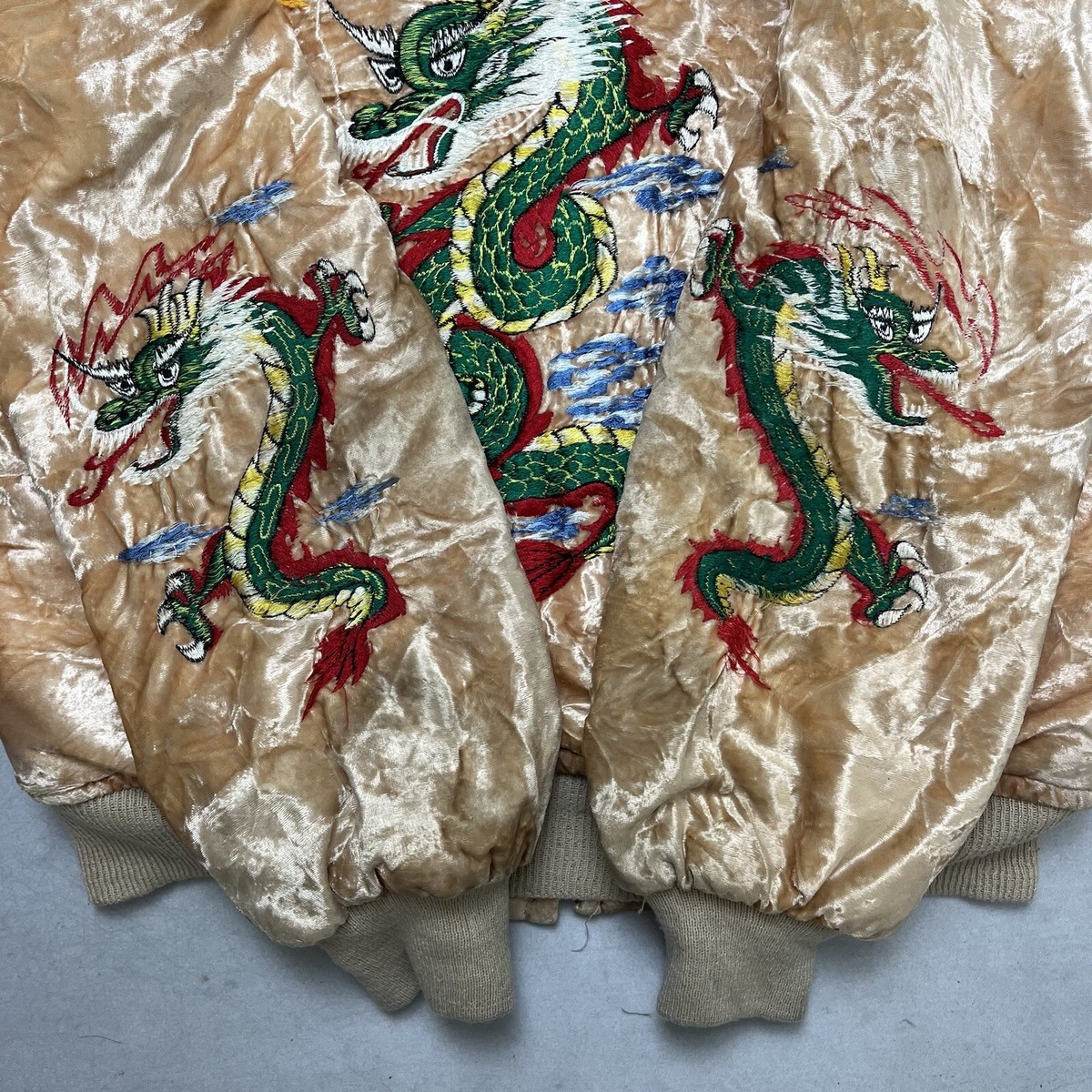Vintage Korea Sukajan Velvet Velour Bomber Souvenir Dragon