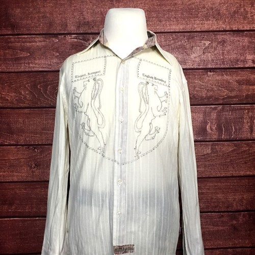 English Laundry Mens Shirts L/S White Flip Cuffs Hand Sewn Embroidered Size S - Picture 2 of 8