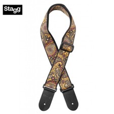 Stagg 2" Woven Nylon Orange Paisley Pattern Guitar Strap SWO-PSLY 1 ORA