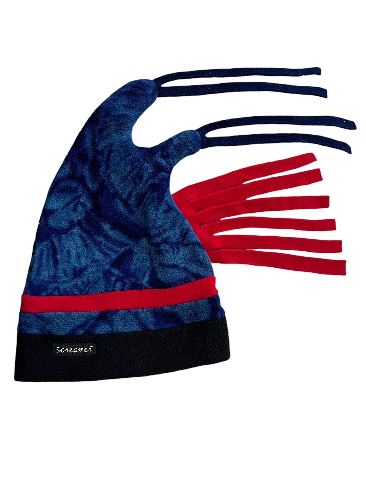 Vintage Streamer Fleece Tails Hat Cap Snowboard Ski Blue & Red Tie Dye USA