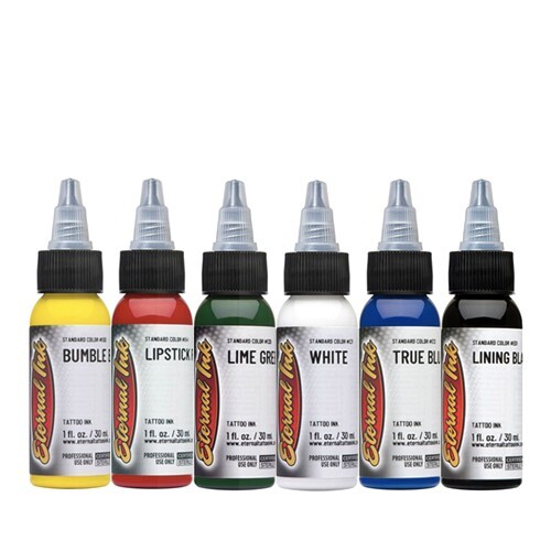 ETERNAL Tattoo Inks Starter Set of 6 Basic Colors 1/2 oz Bottles