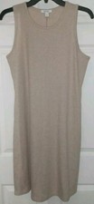 NINE WEST sz L Oatmeal Color Ribbed Tank Top Dress a-a 19" ws-s 20" s-h 37"