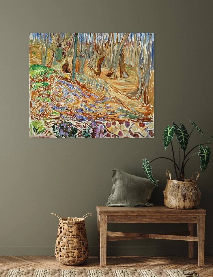 Edvard Munch: Elm Forrest in Spring, impresión de giclee sobre lienzo arte de pared, 24"x20" Foto 2 de 4