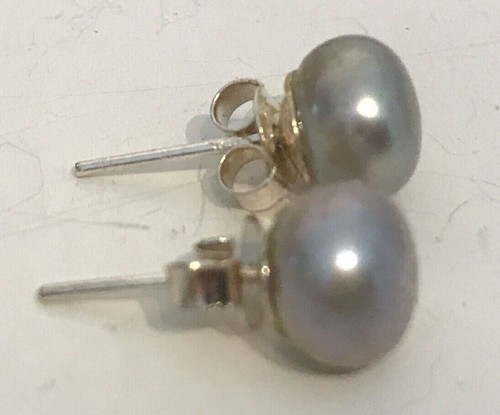 Freshwater Pearl Stud Earrings on 925 Sterling Silver Posts with Butterfly Backs - Picture 16 of 25