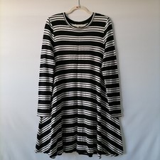 Loft Womens Black White Stretch Striped Long Sleeve Round Neck Lounge Size L