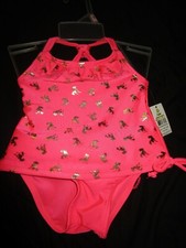 Girls Two Piece Pink Gold Unicorn Swimsuit Bathing Suit Swimwear 12M