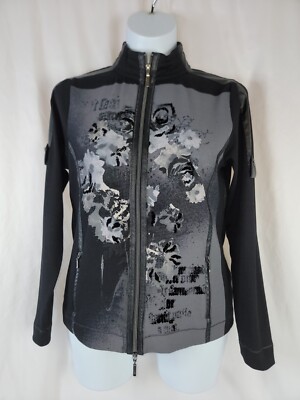 Women's Monari Hip Abstract Jacket Full Zip Accent Sweater Size S/M Ladies