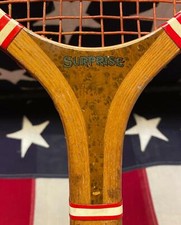 Vintage 1930s Wright Ditson Wood Tennis Racquet Surprise Model Antique Racket