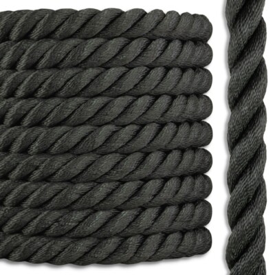 Premium 3 Strand Twisted White Black 100% Nylon Boat Rope Anchor Line Dock