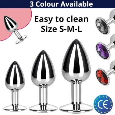 AFTERDARK Plug Anal de Metal con Diamante de Colores Tallas S M L 😉 Tapon Anal de Joya 🔥