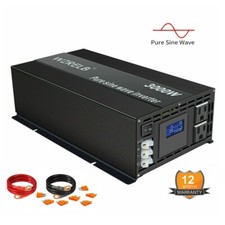 3000W Power Inverter 12V to 120V Pure Sine Wave Car Truck Solar System RV LCD