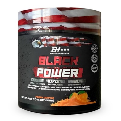 Black Power 400g Pre Workout Booster Arginin Citrulin  Energie Black Hammer USA