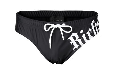 NWT JOHN RICHMOND SWIM SHORTS black white drawstring beachwear luxury Italy XL