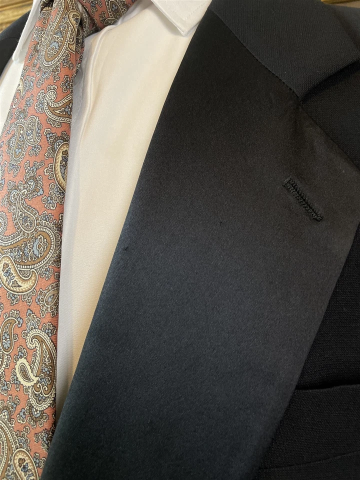 Chaqueta Esmoquin De Colección Giorgio Armani Le Collezioni 42R Hecha en Italia Lana Negra 1Btn Foto 3 de 4