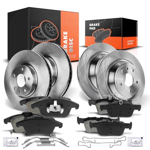 Front & Rear Disc Brake Rotors & Ceramic Pads for Ford Fusion 1319